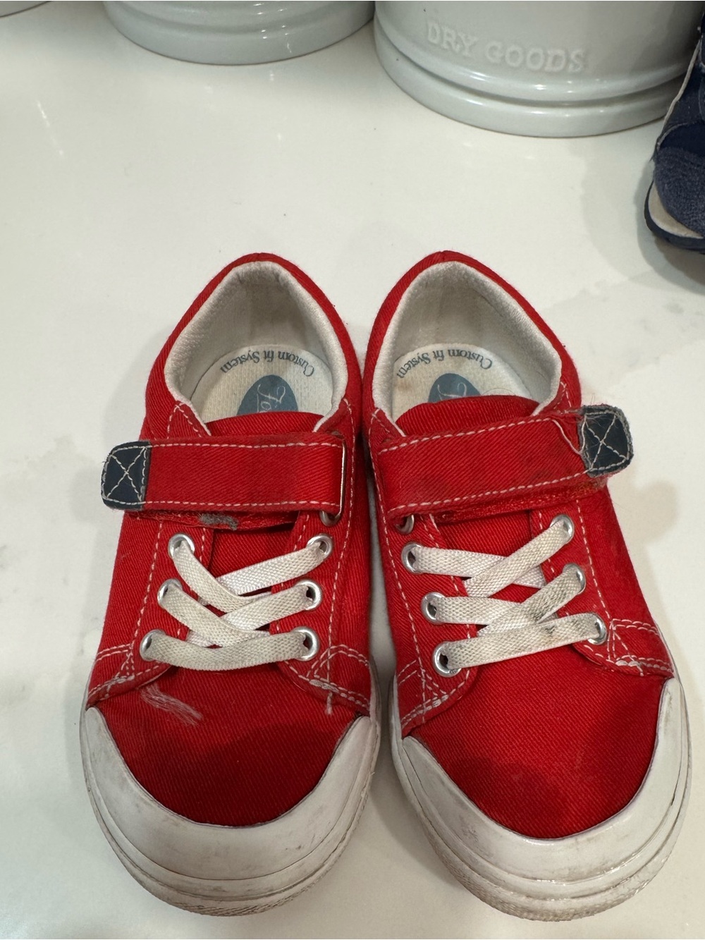FootMates Red Canvas Kids Sneakers with Velcro Strap